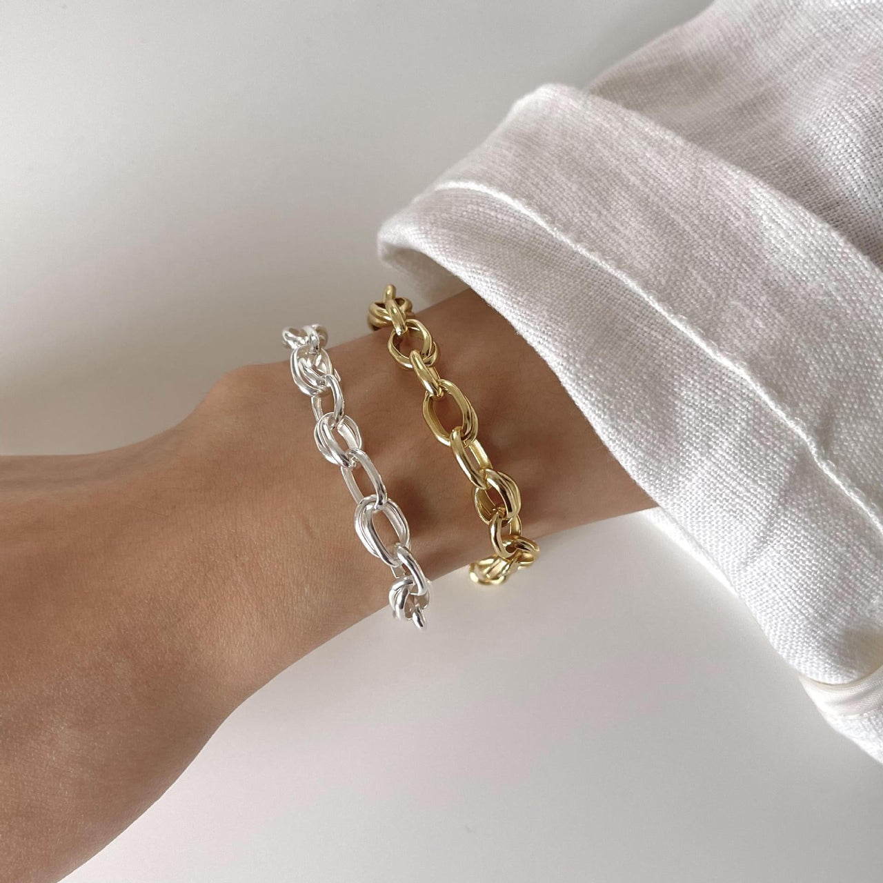 Modern Irregular Curb Chain 925 Sterling Silver Bracelet - KIAHMILLA