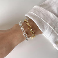 Modern Irregular Curb Chain 925 Sterling Silver Bracelet - KIAHMILLA