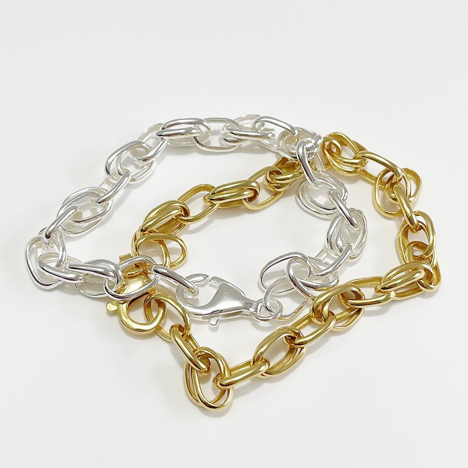 Modern Irregular Curb Chain 925 Sterling Silver Bracelet - KIAHMILLA