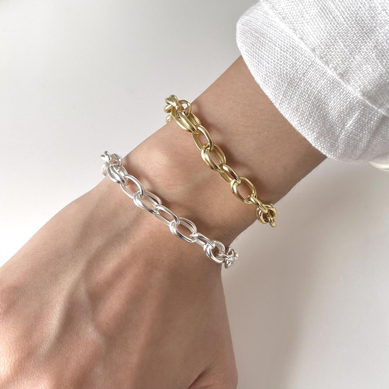 Modern Irregular Curb Chain 925 Sterling Silver Bracelet - KIAHMILLA