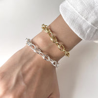 Modern Irregular Curb Chain 925 Sterling Silver Bracelet - KIAHMILLA