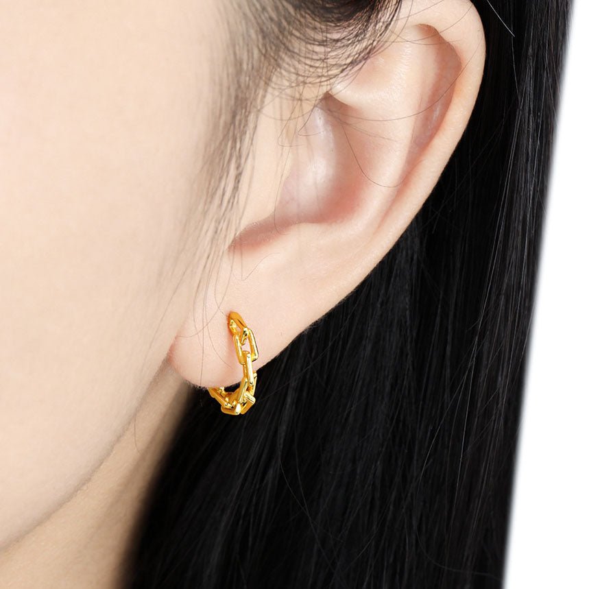 Modern Irregular Hollow Chain 925 Sterling Silver Hoop Earrings - KIAHMILLA