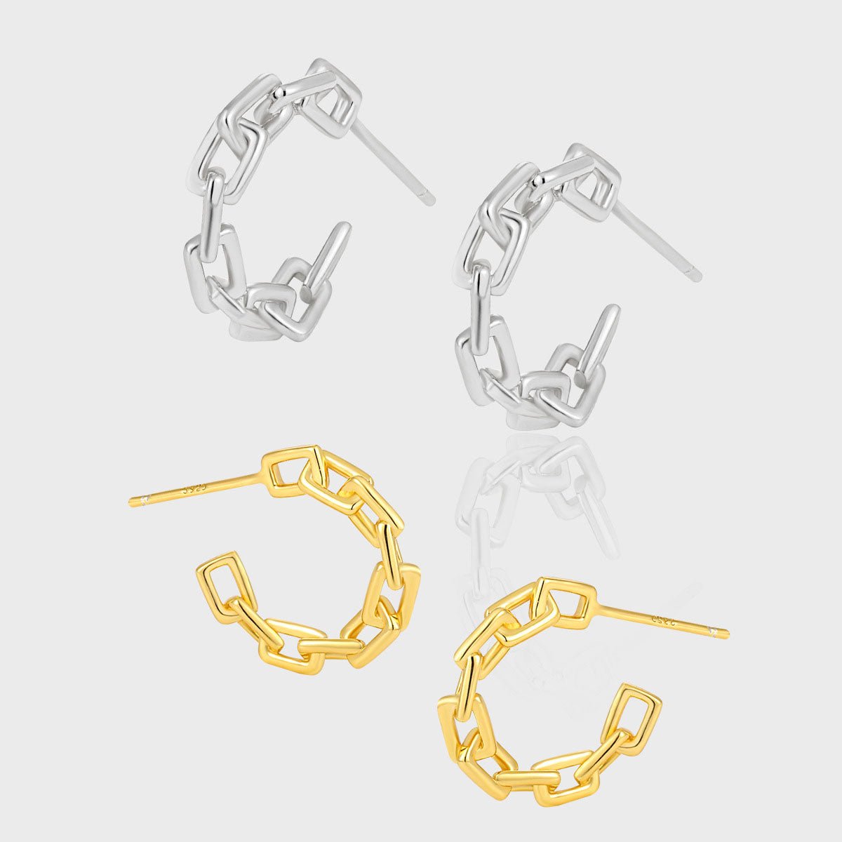 Modern Irregular Hollow Chain 925 Sterling Silver Hoop Earrings - KIAHMILLA