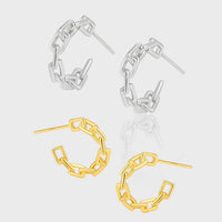 Modern Irregular Hollow Chain 925 Sterling Silver Hoop Earrings - KIAHMILLA
