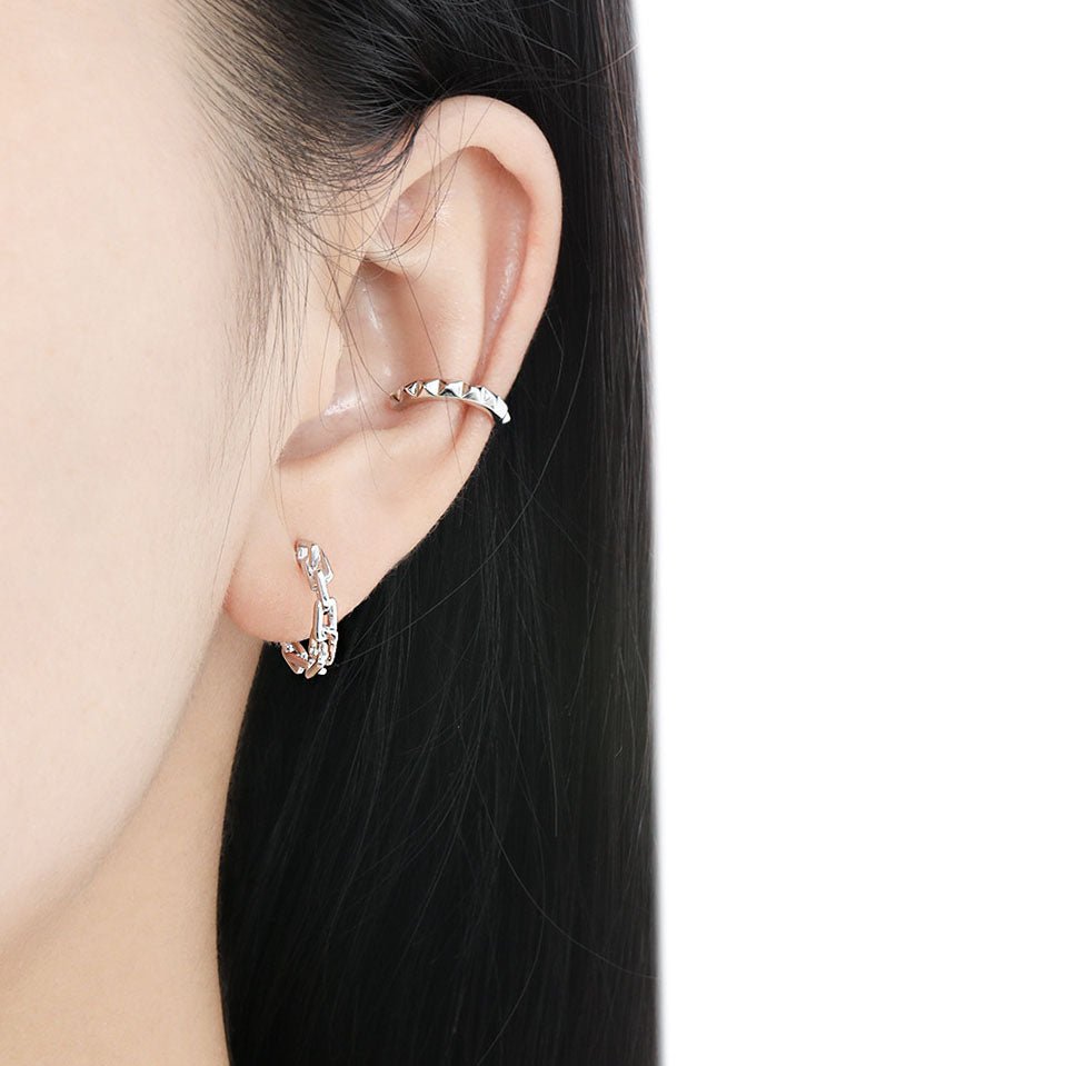 Modern Irregular Hollow Chain 925 Sterling Silver Hoop Earrings - KIAHMILLA