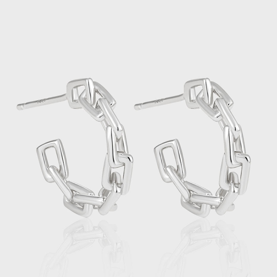 Modern Irregular Hollow Chain 925 Sterling Silver Hoop Earrings - KIAHMILLA