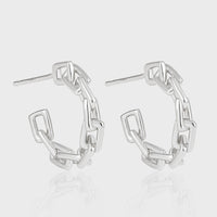 Modern Irregular Hollow Chain 925 Sterling Silver Hoop Earrings - KIAHMILLA