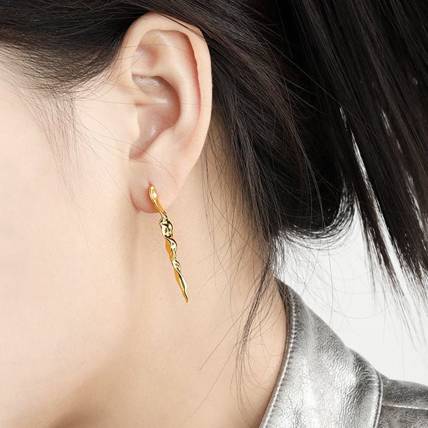 Modern Irregular Pleating 925 Sterling Silver Dangling Earrings - KIAHMILLA