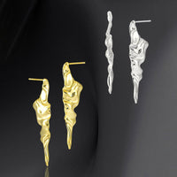 Modern Irregular Pleating 925 Sterling Silver Dangling Earrings - KIAHMILLA