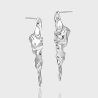 Modern Irregular Pleating 925 Sterling Silver Dangling Earrings - KIAHMILLA