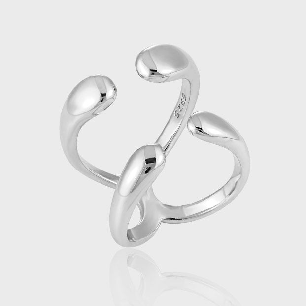 Modern Letter X Cross 925 Sterling Silver Adjustable Ring - KIAHMILLA
