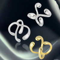 Modern Letter X Cross 925 Sterling Silver Adjustable Ring - KIAHMILLA
