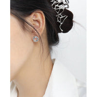 Modern Minimalist Asymmetrical Geometric Natural Stone Ear Stud S925 Sterling Silver Earrings - KIAHMILLA