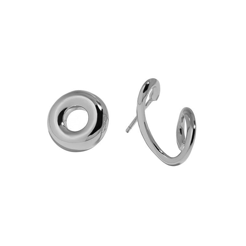 Modern Minimalist Asymmetrical Geometric Natural Stone Ear Stud S925 Sterling Silver Earrings - KIAHMILLA