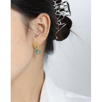 Modern Minimalist Asymmetrical Geometric Natural Stone Ear Stud S925 Sterling Silver Earrings - KIAHMILLA