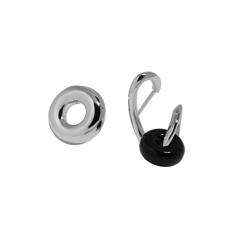 Modern Minimalist Asymmetrical Geometric Natural Stone Ear Stud S925 Sterling Silver Earrings - KIAHMILLA