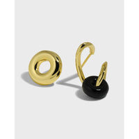 Modern Minimalist Asymmetrical Geometric Natural Stone Ear Stud S925 Sterling Silver Earrings - KIAHMILLA