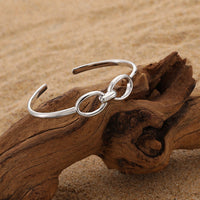 Modern Minimalist Geometric Style Silver Double Circle Hollow Design 925 Sterling Silver Open Bangle Bracelet - KIAHMILLA