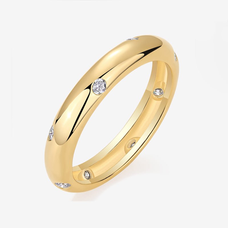 Modern Moissanite Starry Sky Pattern 18K Gold Plated 925 Sterling Silver Ring - KIAHMILLA