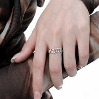 Modern Natural Tiger's Eye Irregular Openwork Pattern 925 Sterling Silver Adjustable Ring - KIAHMILLA