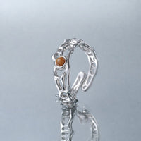 Modern Natural Tiger's Eye Irregular Openwork Pattern 925 Sterling Silver Adjustable Ring - KIAHMILLA