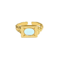 Modern Oval Created Moonstone Geometry Rectangle 925 Sterling Silver Adjustable Ring - KIAHMILLA