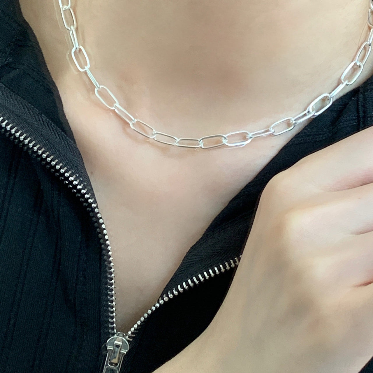 Modern Simple Hollow Curb Chain 925 Sterling Silver Necklace - KIAHMILLA