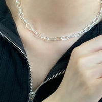 Modern Simple Hollow Curb Chain 925 Sterling Silver Necklace - KIAHMILLA