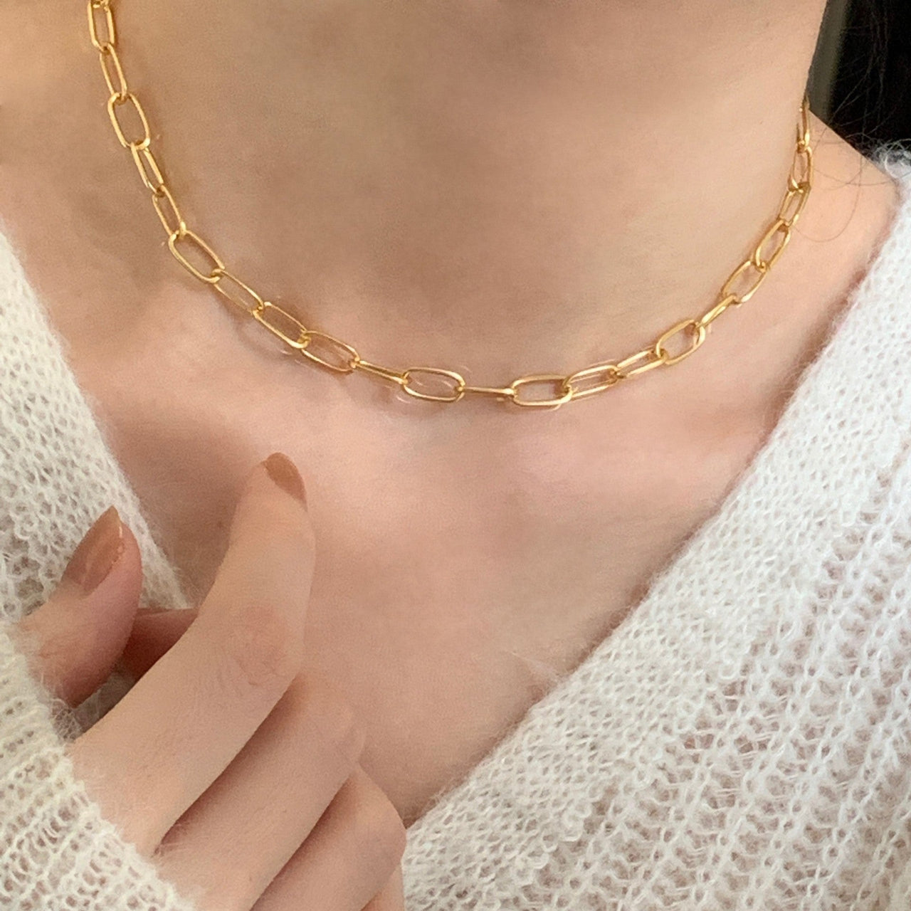 Modern Simple Hollow Curb Chain 925 Sterling Silver Necklace - KIAHMILLA
