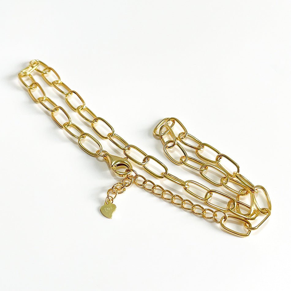 Modern Simple Hollow Curb Chain 925 Sterling Silver Necklace - KIAHMILLA