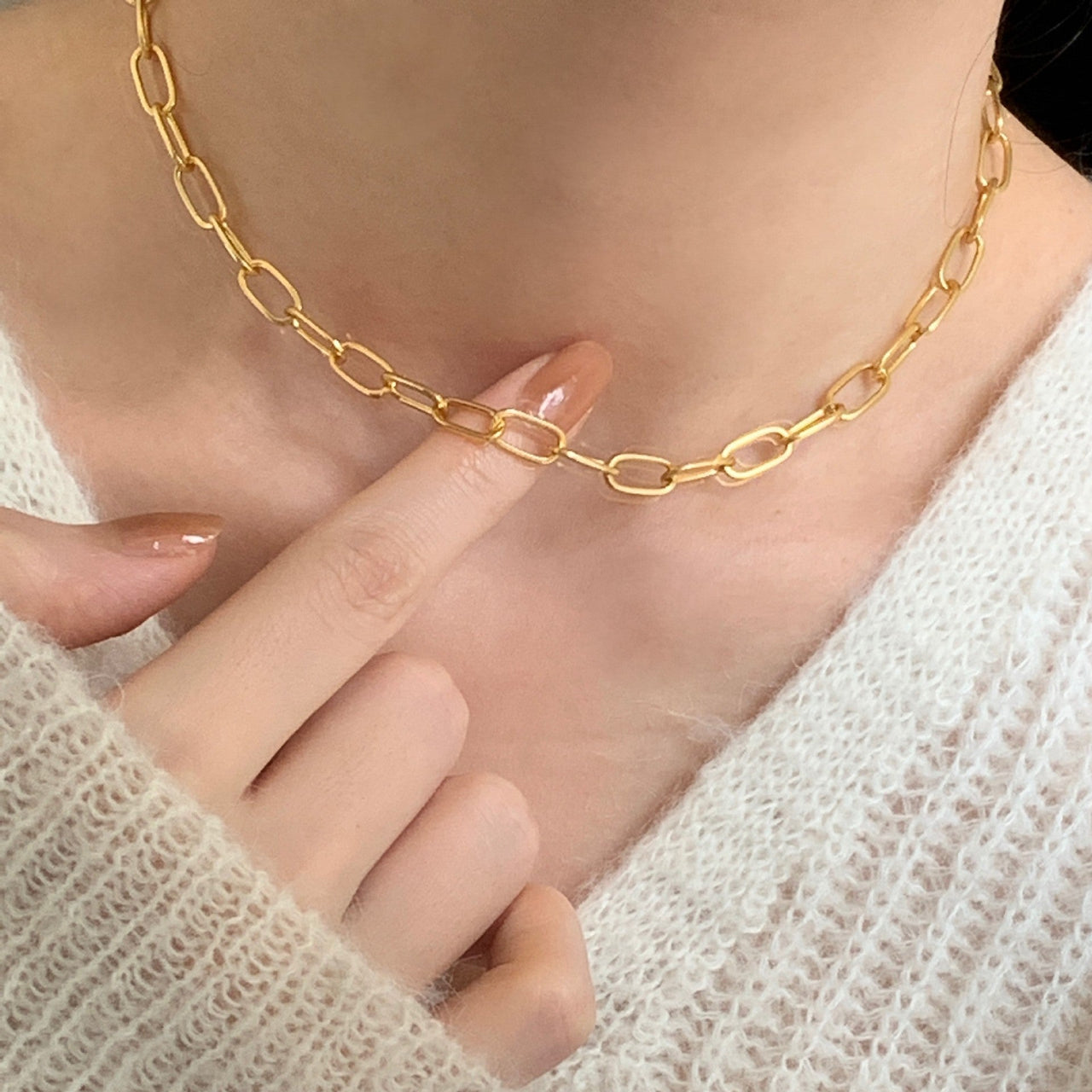 Modern Simple Hollow Curb Chain 925 Sterling Silver Necklace - KIAHMILLA
