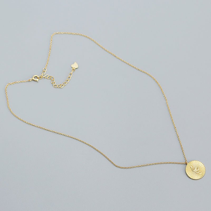Modern Snake Animal Round Coin 925 Sterling Silver Necklace - KIAHMILLA