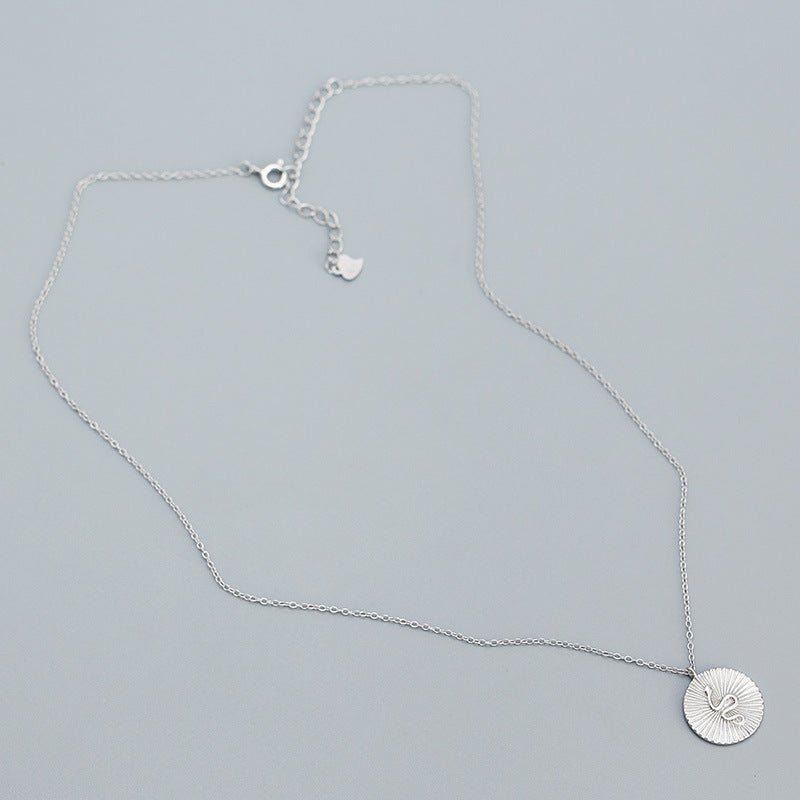 Modern Snake Animal Round Coin 925 Sterling Silver Necklace - KIAHMILLA
