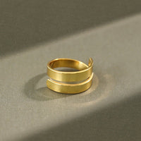 Modern Wide Double Layer 925 Sterling Silver Adjustable Ring - KIAHMILLA