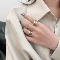 Modern Wide Double Layer 925 Sterling Silver Adjustable Ring - KIAHMILLA