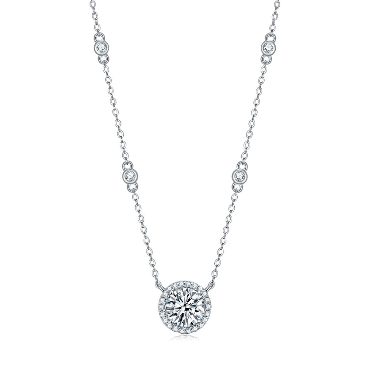 Moissanite Geometric Design 925 Sterling Silver Pendant Necklace - KIAHMILLA