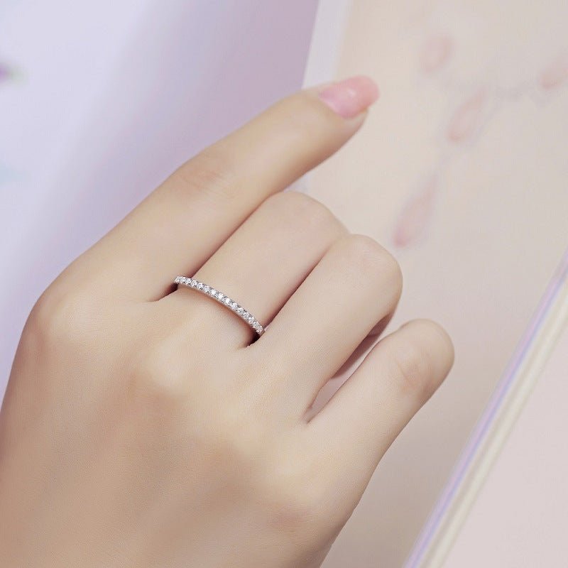 Moissanite Geometric Design Minimalist Fashion Silver 925 Sterling Silver Adjustable Ring - KIAHMILLA