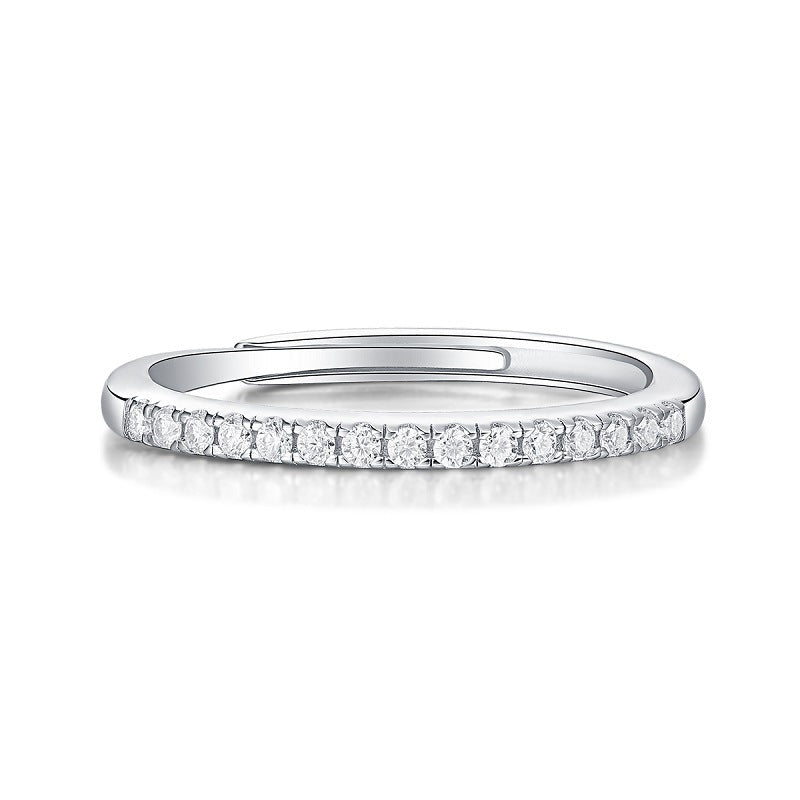 Moissanite Geometric Design Minimalist Fashion Silver 925 Sterling Silver Adjustable Ring - KIAHMILLA