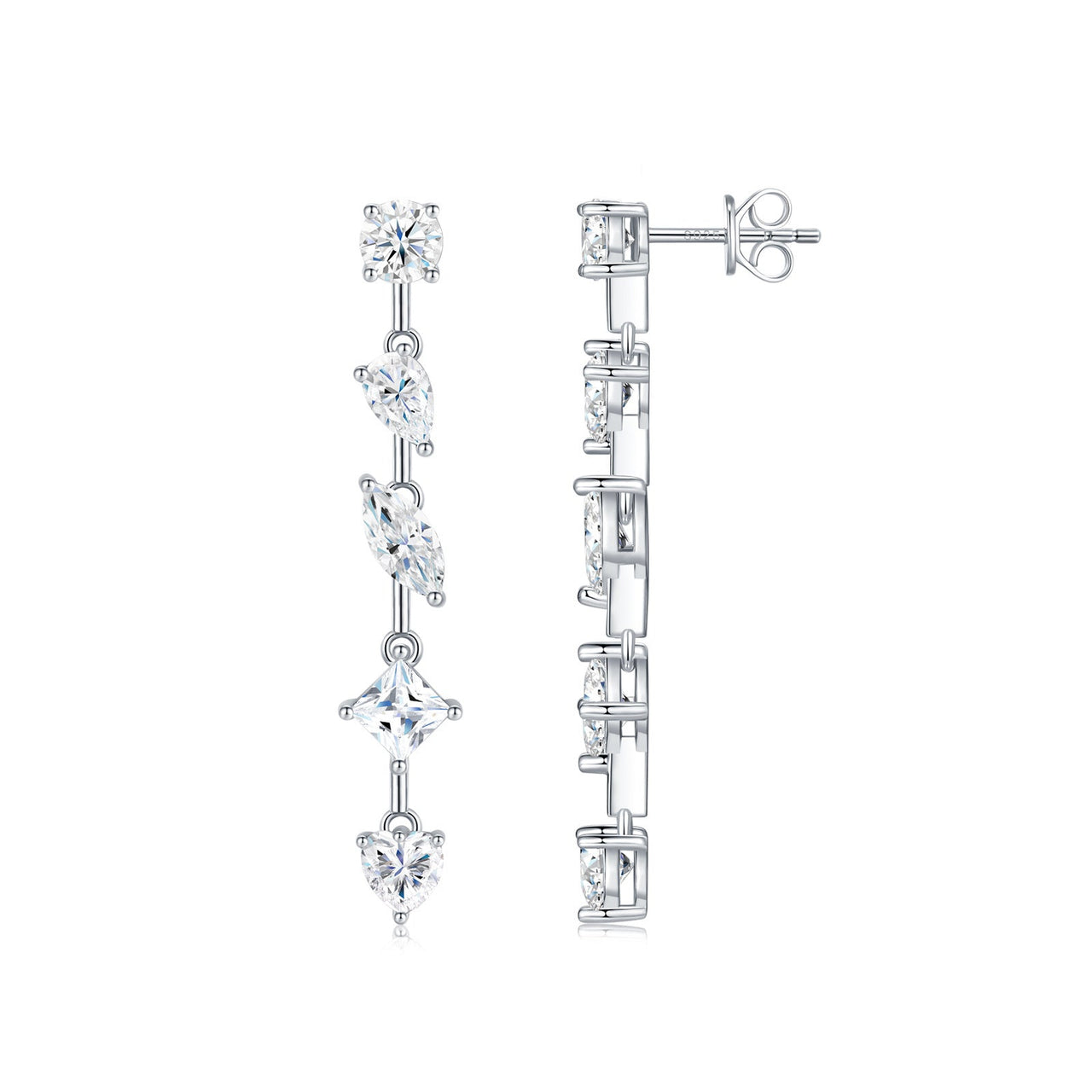Moissanite Long Drop Earrings 925 Sterling Silver Pear Shape And Multi Shape Dangle Earrings For Women Elegant Fashion Wedding Party Anniversary Gift Fine Jewelry - KIAHMILLA