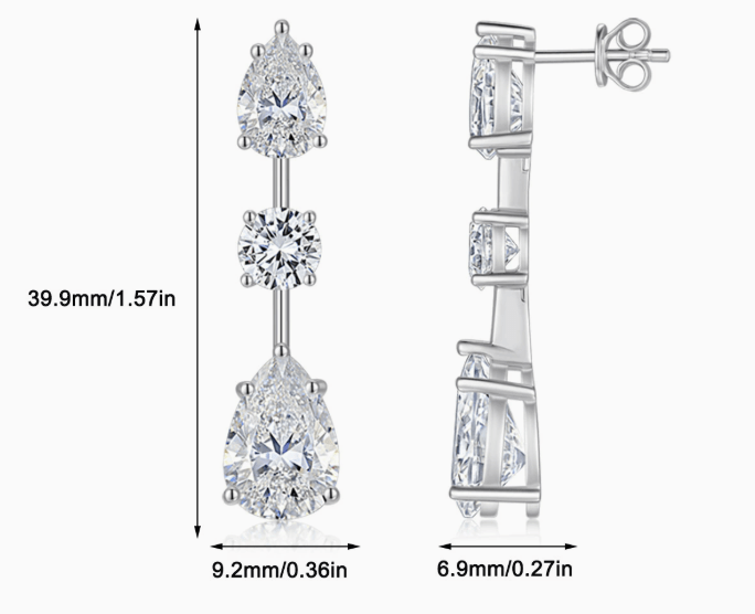 Moissanite Long Drop Earrings 925 Sterling Silver Pear Shape And Multi Shape Dangle Earrings For Women Elegant Fashion Wedding Party Anniversary Gift Fine Jewelry - KIAHMILLA