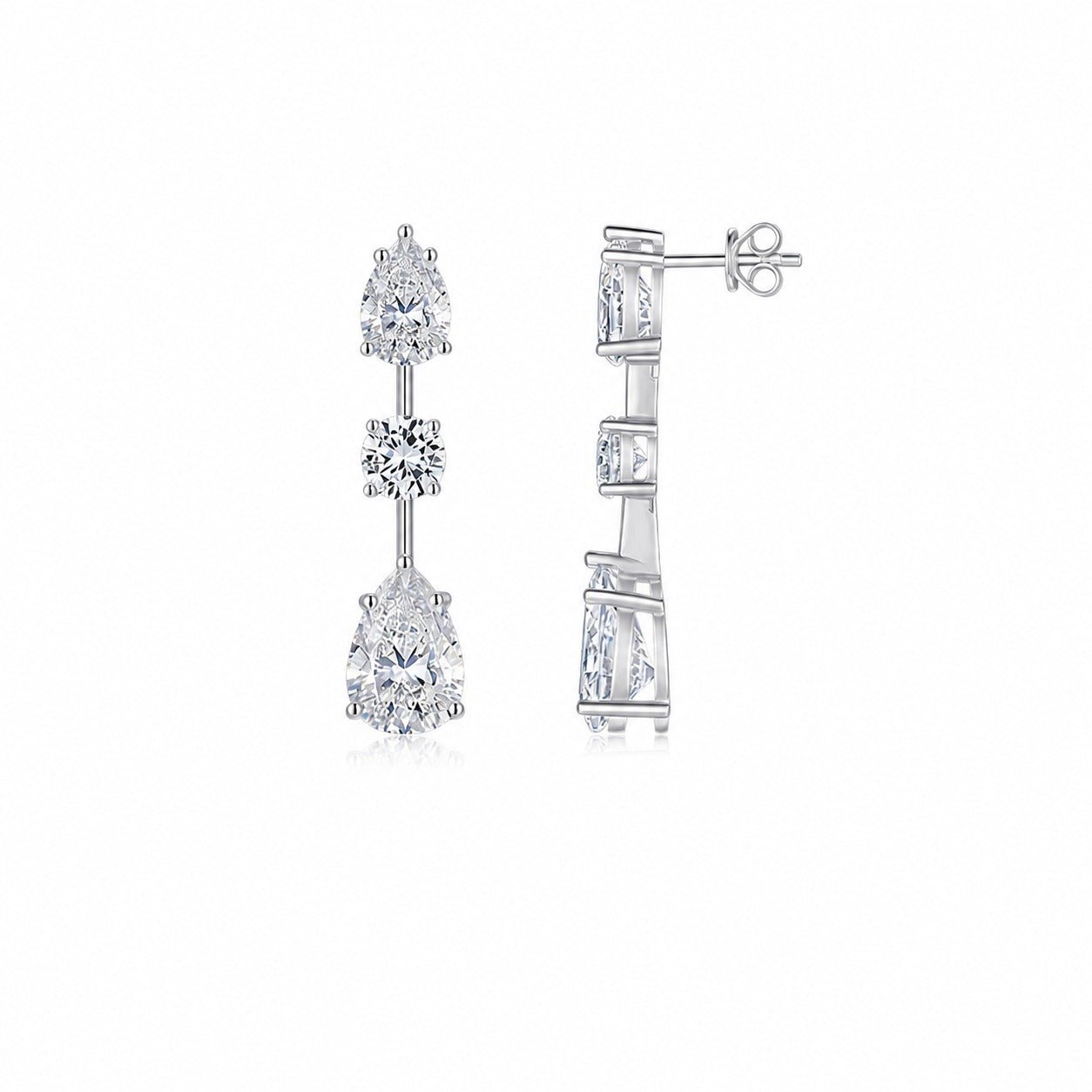 Moissanite Long Drop Earrings 925 Sterling Silver Pear Shape And Multi Shape Dangle Earrings For Women Elegant Fashion Wedding Party Anniversary Gift Fine Jewelry - KIAHMILLA