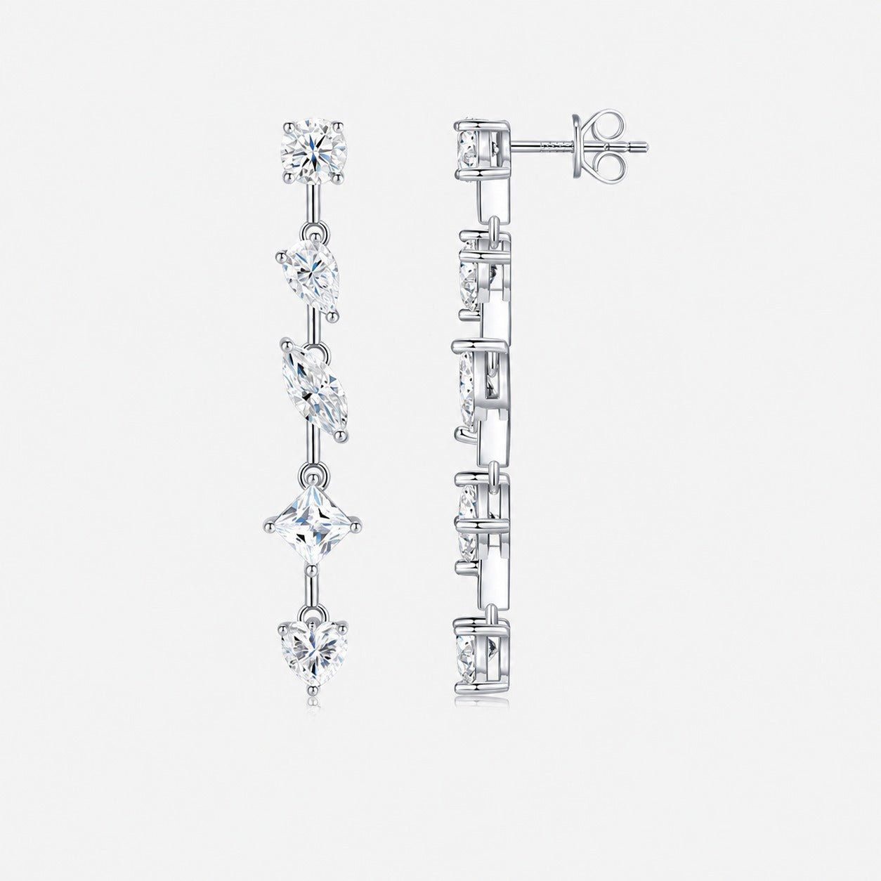 Moissanite Long Drop Earrings 925 Sterling Silver Pear Shape And Multi Shape Dangle Earrings For Women Elegant Fashion Wedding Party Anniversary Gift Fine Jewelry - KIAHMILLA