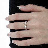 Natural Brown Tiger Eye Oval Cabochon 925 Sterling Silver Ring with Wavy Texture and Openwork Design Ring - KIAHMILLA
