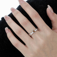Natural Brown Tiger Eye Oval Cabochon 925 Sterling Silver Ring with Wavy Texture and Openwork Design Ring - KIAHMILLA