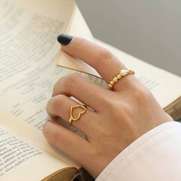 Natural Pearl Beads 925 Sterling Silver Adjustable Ring - KIAHMILLA