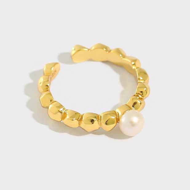 Natural Pearl Beads 925 Sterling Silver Adjustable Ring - KIAHMILLA