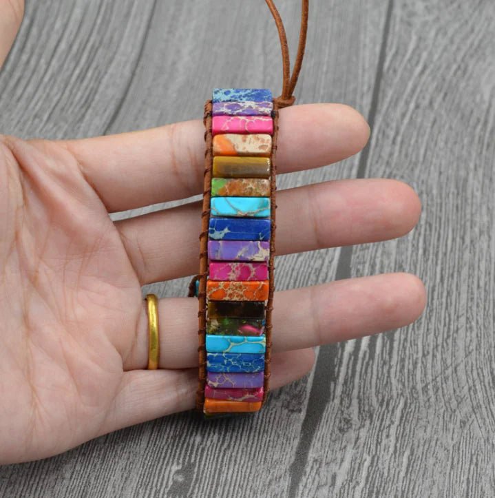 Natural Stone Leather Charm Bracelet - Coolpeacock