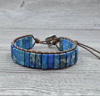 Natural Stone Leather Charm Bracelet - Coolpeacock