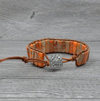 Natural Stone Leather Charm Bracelet - Coolpeacock
