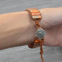 Natural Stone Leather Charm Bracelet - Coolpeacock
